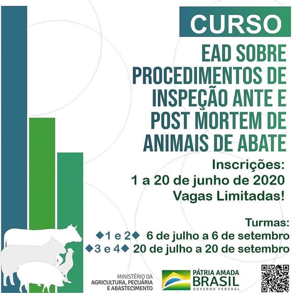 Curso EAD sobre Procedimentos de Inspeção ante e post mortem de animais de abate - inscrições até 20 de junho