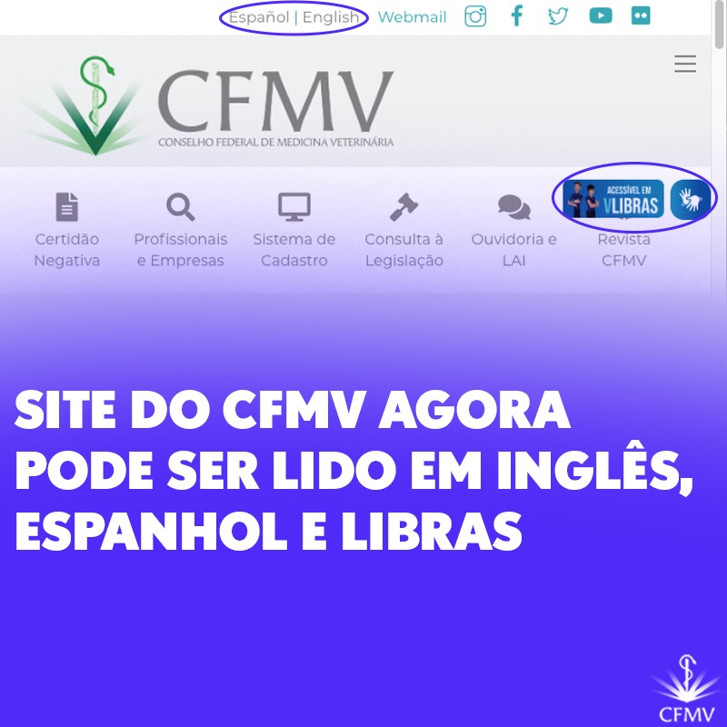 Site do CFMV agora pode ser lido em inglês, espanhol e Libras