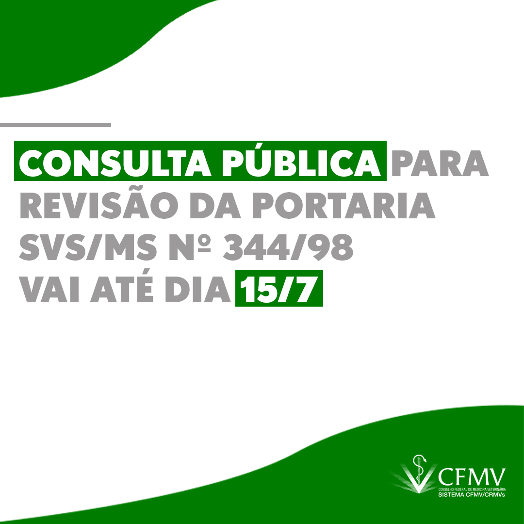 Consulta pública para revisão da Portaria nº 344/98 da Anvisa vai até dia 15/7